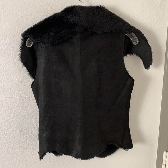 Tribe Asymmetrical Leather & Faux Fur Vest - Picture 8 of 12